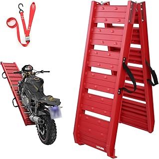 LIEKUMM 182.5cm Aluminium Motorbike Ramp, 250kg Load Capacity for Vans, ATVs, Trucks, Scooters, Quads and Lawn Mowers – Red