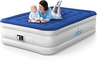 iDOO Inflatable Air Mattress, Air Bed with Built-in Electric Pump, Double Airbed with Storage Bag, Self Inflating Blow Up Camping Bed for Adults, Portable for Guest Home 190x137x38cm
