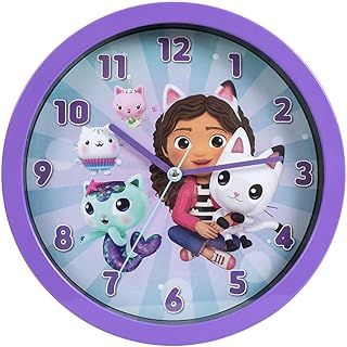 Gabby's Dollhouse Purple Analogue Wall Clock Kids Living Room, Bedroom, Kitchen GAB3001