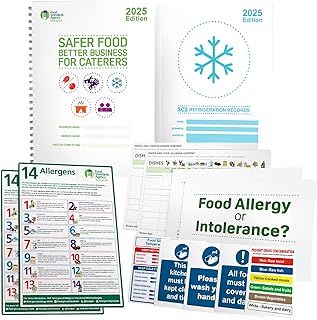 Safer Food Better Business 2025, including Food Hygiene Record Book Pack and Kitchen Safety Signs, Comprehensive Food Safety Book Kit for Caterers Restaurants and Takeaways