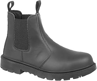 Grafters Mens Leather Safety Steel Chelsea Dealer Slip On Ankle Work Boots Shoes Size 6-14