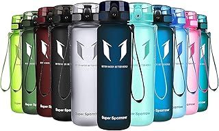 Super Sparrow Sports Water Bottle - 350ml & 500ml & 750ml & 1000ml - Non-Toxic BPA Free & Eco-Friendly Tritan Co-Polyester Plastic - For Running, Gym, Yoga, Outdoors and Camping