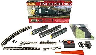 Hornby Train Set R1230M GWR Plastic High Speed Analogue OO Gauge Locomotives Model Railway Train Sets, Starter Electric Model Train Kits Steam Engine Model Building Kits 1:76 Scale Model Train Gifts