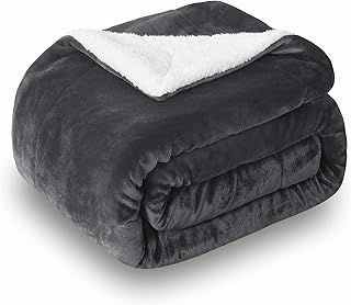 SOCHOW Sherpa Fleece Throw Blanket, Double-Sided Super Soft Luxurious Plush Blanket 127cm×150cm, Dark Grey