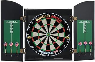 GORILLA DARTS Centre Set Wooden Black Ash Cabinet Set Dartboard inc Darts Package