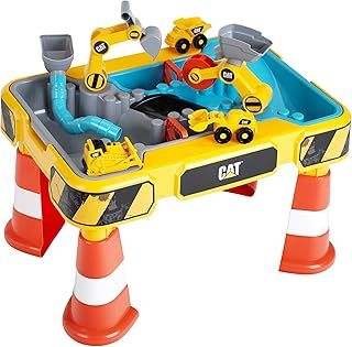 Theo Klein 3208 CAT Sand and Water Play Table I Two pools including wheel and backhoe excavator and much more accessories I Toys for children aged 18 months and over