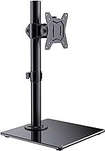 ErGear Single Monitor Stand for 13"-32" Screens, Freestanding Monitor Arm with Tempered Glass Base, VESA Desk Mount with Height Adjustable Swivel, Tilt, Rotation, VESA 75x75 100x100