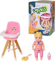 BABY born Minis Playset Highchair with Luna 906125 - 6.5cm Doll with Exclusive Accessories and Moveable Body for Realistic Play - Suitable for Kids From 3+ Years