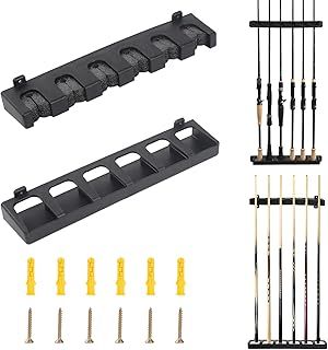 6 Pool Cue Holder Wall Mounted Pool Cue Rack Billiard Pool Cue Stick Stand Vertical Pool Table Rods Clip Accessories for Snooker Games Billiard Clubs Bars Billiards Players