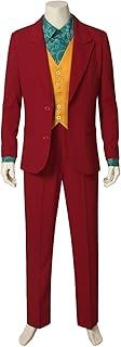 Mens 2019 Movie Clown Arthur Costume Smile Burgundy Suit Halloween Fancy Dress Costume