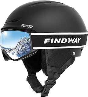 Findway Ski Helmet with Goggles Set, Adjustable Winter Sport Helmet with Protective Glasses for Adults Windproof Snow Gear for Men Women Youth