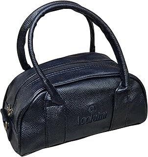 Acclaim Cwmbran Rounded Style Mini Two Bowls Synthetic Grain Leather Look Lawn Green Bowling Bag with Divider and Shoulder Strap (Black)