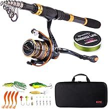 Sougayilang Fishing Rod Reel Combos Carbon Fiber Telescopic Fishing Pole with Spinning Reel Fishing Line Lures Fishing Gear Accessories-1.8M
