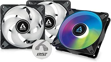 ARCTIC P12 PWM PST A-RGB (3 Pack) - PC Fan, 120mm Fan, PC Case Fan, Optimized for static pressure, Semi-passive: 200-2000 rpm (0 rpm <5%), 5V 3 pin ARGB LED - Black