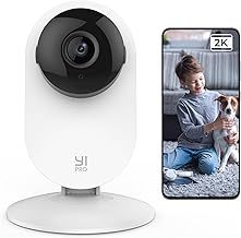 YI Pro 2K Indoor Camera, 2.4GHz WiFi Security Camera, CCTV Pet Camera, Night Vision, Real-Time Alert, Motion Detection, 2-Way Audio, Works with Alexa