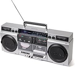 Roxel Camden Retro Cassette CD Player Boombox with DAB/FM Radio, Portable Vintage Player, BT 5.3, USB/TF/SD Playback, Mains Power, Headphone Jack, Vintage Design (Silver)