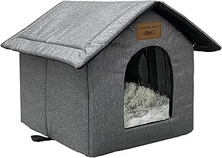 Cat House for Outdoors Waterproof Weatherproof Cat Cave Pet Shelter with Plush Cushion for Feral Cats/Dogs 40x35x40cm