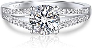 MomentWish Promise Ring for Her, 1ct Moissanite Engagement Ring for Women Simulated Diamond Ring 925 Sterling Silver Anniversary Statement Ring