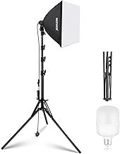 NEEWER 40x40cm Softbox Lighting Kit with 35W E27 LED Bulb (UK Plug) CE/UKCA Certified 5700K CRI93+, 180cm Light Stand for Photography Lighting TikTok Live Streaming Video Recording, SF40