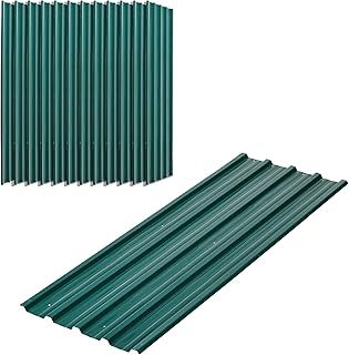 Outsunny Corrugated Roofing Sheets, Pack of 12, Galvanised Metal Roofing Sheets for Greenhouse, Garage, Storage Shed, Carport, 129 x 45cm, Green