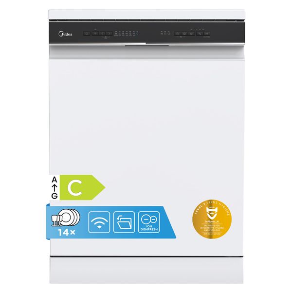 Midea 60cm Freestanding Dishwasher, 14 Settings, White