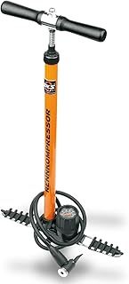 SKS GERMANY RENNKOMPRESSOR E.V.A. Floor Pump (Air Pump for All Valve Types, Precision Pressure Gauge, Metal Tube, Cast Base, Wooden Handle, Max. Pressure: 16 Bar / 232 PSI)