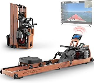 JOROTO Wood Rowing Machine for Home Gym,Oak Wood Foldable Rower Machine with Bluetooth, Adjustable Tablet Holder - 330LS Weight Capacity