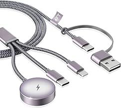3 in 2 for Apple Watch Charger USB C - 4FT imodomio Travel Charging Cable for iPhone and iWatch Chargers, Upgraded Nylon Braided Charger for Apple Watch Series 10/9/8/Se/Ultra & iPhone 16/15/AirPods