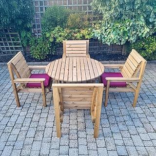 WOODEN GARDEN FURNITURE PATIO GARDEN SET 1.2 METRE ROUND TABLE AND 4 CHAIRS NEW