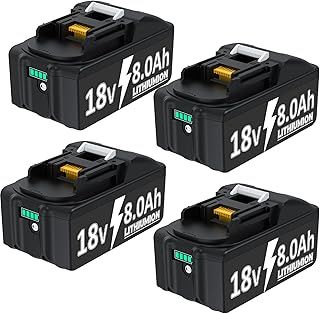 4 Packs 8.0Ah 18V BL1850B Replacement for Makita 18V Battery,Compatible with Makita Batteries BL1860B BL1850B BL1850 BL1840 BL1830 BL1860 BL1835 BL1845 BL1820B,Compatible with Power Tools