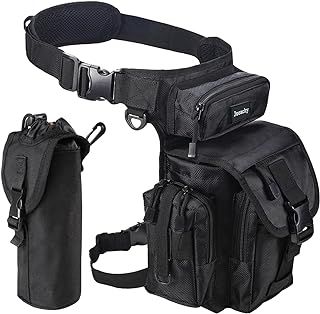 Jueachy Tactical Drop Leg Bag Motorbike Leg Bag Multifunctional Thigh Bag Motorcycle Military Hip Bag Hiking Waist Pack with Water Bottle Pouch for Motorcycling Hiking Traveling Fishing Camping