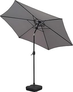 2.7m UV50 Leaning Sun Umbrella Parasol with Winding Crank & Tilt Function for Outdoor, Garden and Patio (Grey)
