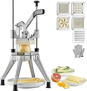 VEVOR Commercial Chopper with 4 Replacement Blades Commercial Vegetable Chopper Stainless Steel French Fry Cutter Potato Dicer & Slicer Commercial Vegetable Fruit Chopper for Restaurants & Home Kitche