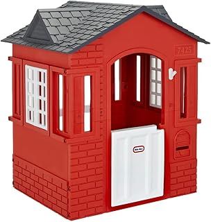 little tikes, 653889M Cape Cottage Playhouse - With Working Doors, Windows and Shutters - Interactive - Active Play Promotes Physical Development - Indoor or Outdoor Use - Red