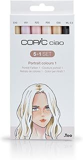 Copic Ciao Coloured Marker Pen - 5+1 Set Portrait 1, For Art & Crafts, Colouring, Graphics, Highlighter, Design, Anime, Professional & Beginners, Art Supplies & Colouring Books