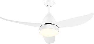 HOMCOM Reversible Ceiling Fan with Light, 3 Blades Indoor Modern Mount White LED Lighting Fan with Remote Controller, for Bedroom, Living Room, White
