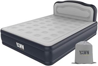 Bed - Self-inflating Airbed King Size - Great Guest Bed, Camping Mattress - Built-in Pump & Headboard - Grey Fabric Material - Available in UK Single, Double and King