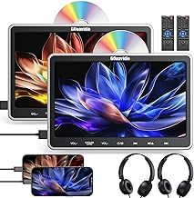 10.1" Dual Car DVD Player with HDMI Input - Auto Suction Disc, Dual Movies Playback, 2 Headphones & Brackets, USB/TF Card, Last Memory - Backseat Entertainment System without Battery