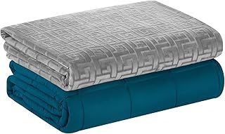 DREAMLANDING Gravity Weighted Blanket With Replaceable Cover, Glass Beads Filling Weighted Blanket For Adults, Anxiety Heavy Blanket (Teal Blue, 150 * 200cm,6.8kg)