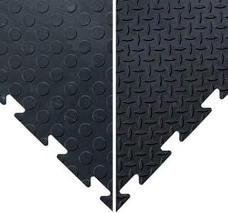 BiGDUG Interlocking Vinyl Floor Tile Packs - Pack of 20 Black Studded Tiles - 4.4 sq metres coverage (20x 47Lx47Wx1.2Th cm) - Garage Flooring Home Gym Workout Workshop