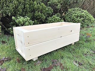 RUDDINGS WOOD 60cm Wooden Garden Trough Planter Basket Patio Flower Plant Pot Rectangular Box Outdoor Natural