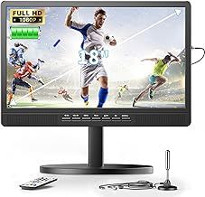 Desobry 18 inch Small TV with Antenna, Portable Television with Freeview DVB/T2 Tuner, 6000mAh Rechargeable Battery Mini Monitor with Stand for Outdoor Camping, Bedroom, Kitchen