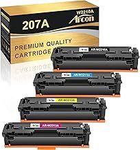 4-Pack Compatible 207A Toner Cartridge Multipack Replacement for HP 207A Color Laserjet Pro MFP M283fdw M255dw M282nw M283fdn M255nw W2210A W2211A W2212A W2213A - Black Cyan Yellow Magenta (No Chip)
