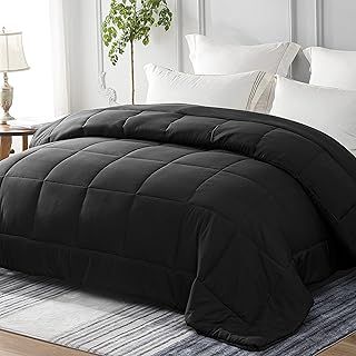 Whale Flotilla Reversible Duvet King Size for All Seasons, 7.5 Tog Down Alternative Box Sitiched Duvets, Lightweight and Machine Washable, 220x240 cm, Black