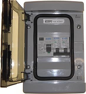 2 Way RCD Consumer Unit 63 Amp 30mA with 6 Amp and 32 Amp Type B MCB Circuit Breakers Garage Shed