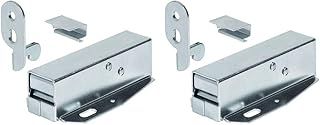 x2 Tutch Latch Automatic Spring Catch for Press to Open Cupboard Doors and Loft Attic Hatches, Bright Galvanised Steel, Counterpiece + Catch