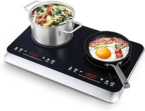 Double Induction Hob, Portable Induction hob with Dual Zone, Touch Control, Boost Function, 10-Level Adjustable Temperature/Power, 4-Hour Timer, Child Safety Lock, 2800W