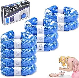 DYDHRER Nappy Bin Refill,9-Pack Nappy Bin Refill Bags compatible with Tommee Tippee Twist & Click Refill- Max Odor Lock and Germ Protection, Newborn Baby Diaper Pail Liner-(Blue)