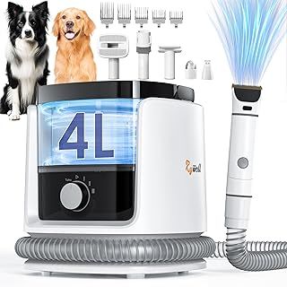 Rywell 4L Dog Vacuum Groomer,Large Capacity Dog Hair Vacuum, Pet Grooming Vacuum for Dogs with Low Noise, Pet Grooming Vacuum with 7 Grooming Tools for Dogs and Cats