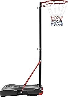 Free Standing Netball Hoop and Post Regulation Height Adjustable Size 5.6-10ft Weight Base on Wheels for All Ages